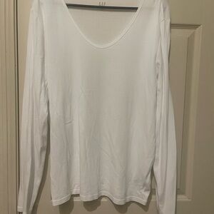 GAP Cream Fitted Long Sleeve Blouse